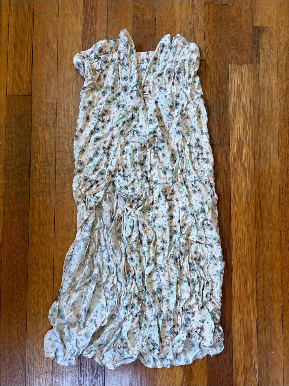 H&M White Floral Ruffle Summer Dress with Mint Accents